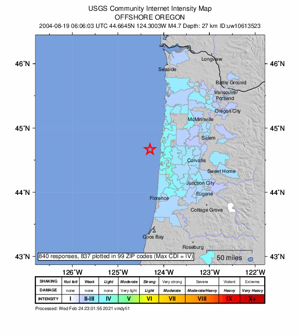Did You Feel It? map: shaking reported by the public