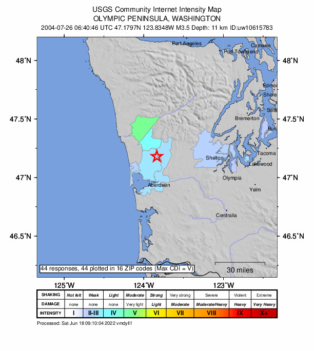 Did You Feel It? map: shaking reported by the public