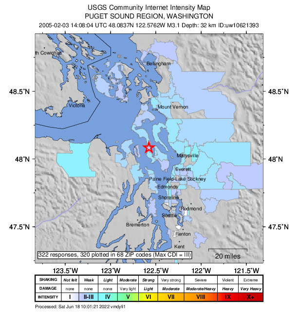 Did You Feel It? map: shaking reported by the public