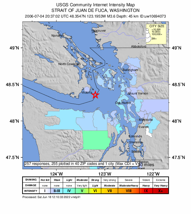 Did You Feel It? map: shaking reported by the public