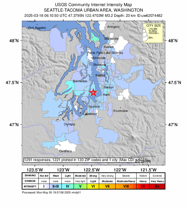 Did You Feel It? map: shaking reported by the public
