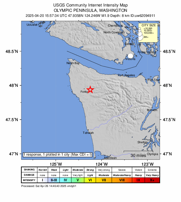 Did You Feel It? map: shaking reported by the public