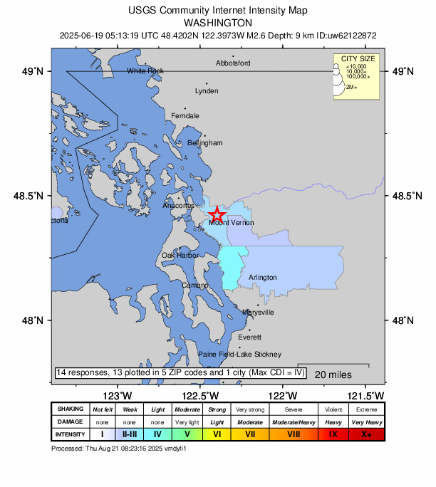 Did You Feel It? map: shaking reported by the public