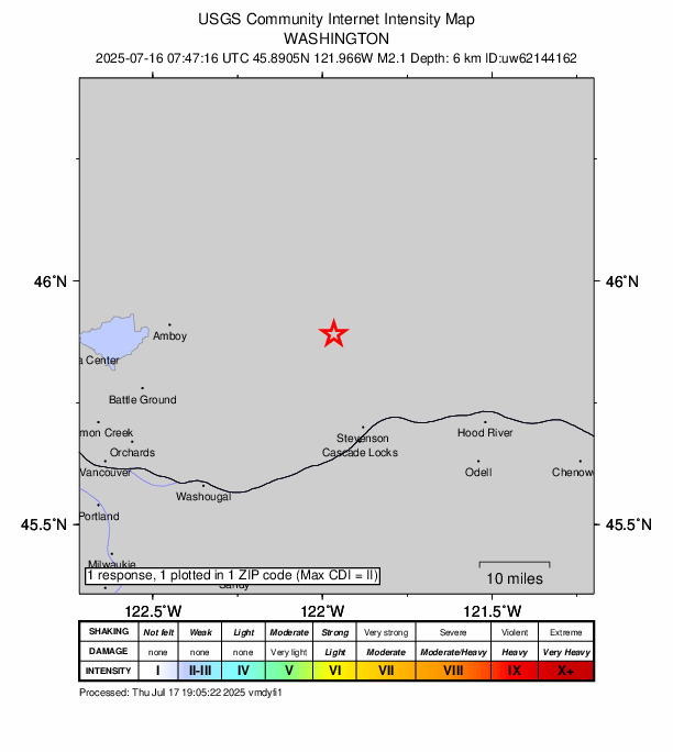 Did You Feel It? map: shaking reported by the public