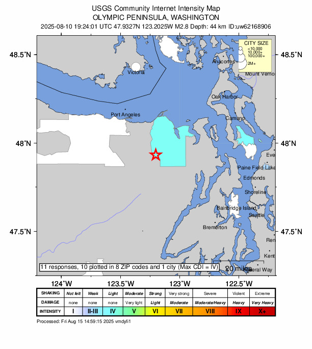 Did You Feel It? map: shaking reported by the public