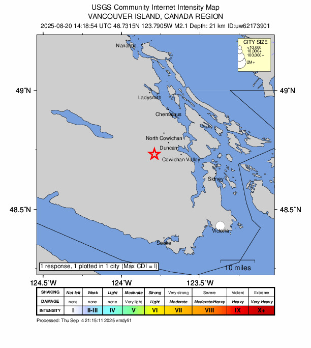Did You Feel It? map: shaking reported by the public