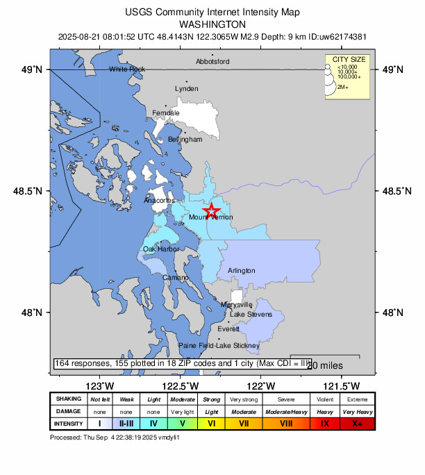 Did You Feel It? map: shaking reported by the public