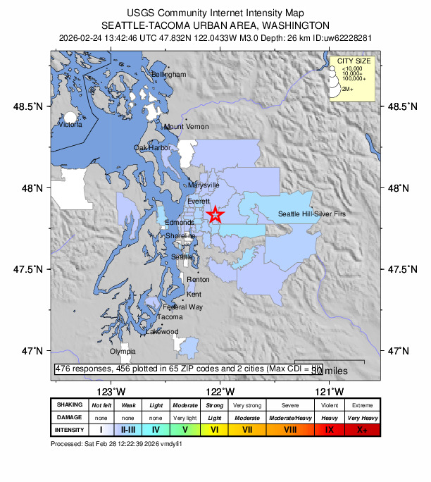 Did You Feel It? map: shaking reported by the public