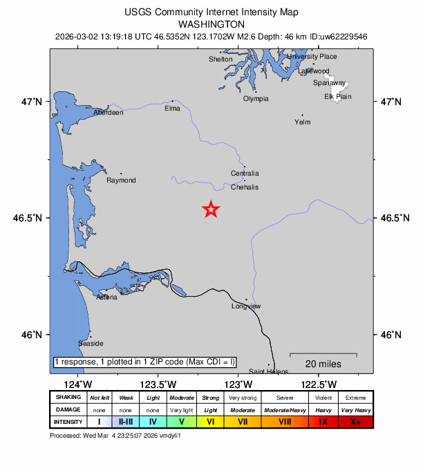 Did You Feel It? map: shaking reported by the public