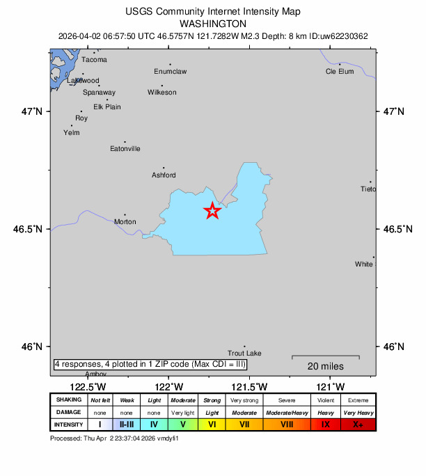 Did You Feel It? map: shaking reported by the public
