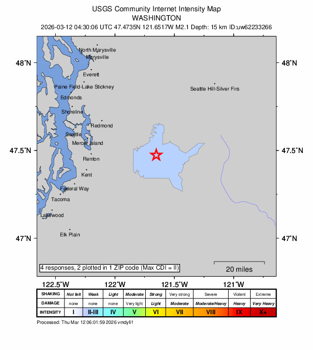 Did You Feel It? map: shaking reported by the public