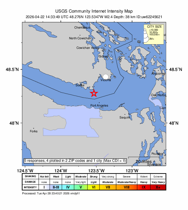 Did You Feel It? map: shaking reported by the public