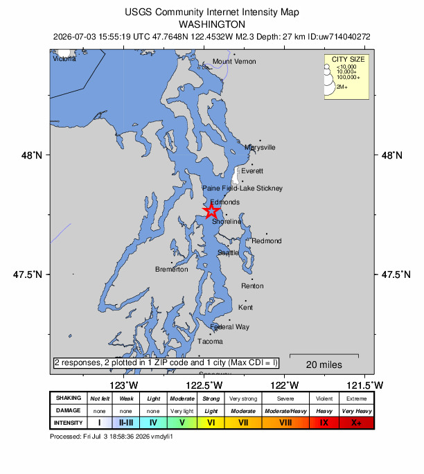 Did You Feel It? map: shaking reported by the public