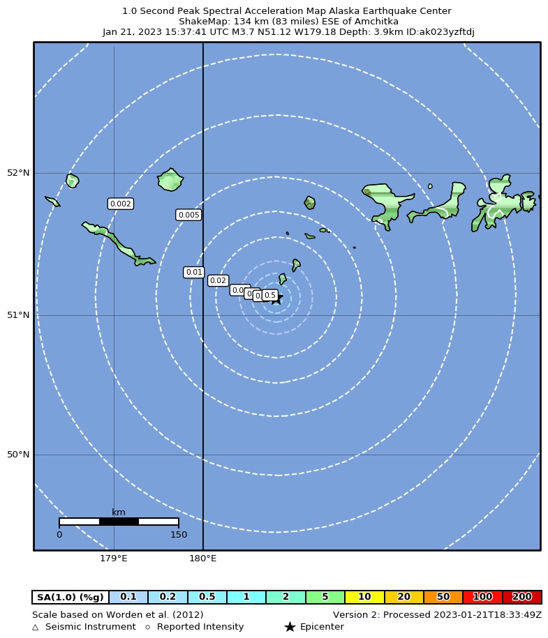 M 4.0 208 km WSW of Adak Alaska