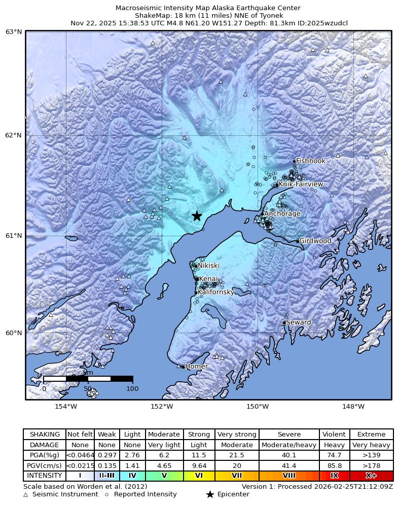 USGS ShakeMap intensity contours for the M4.8 earthquake near 11 km WNW of Beluga, Alaska