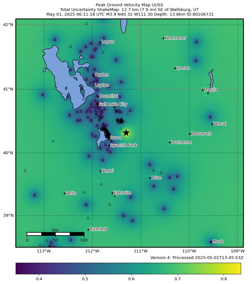 Kgv Map Rpah PGV Total Uncertainty Map Map of PGV Total uncertainty.