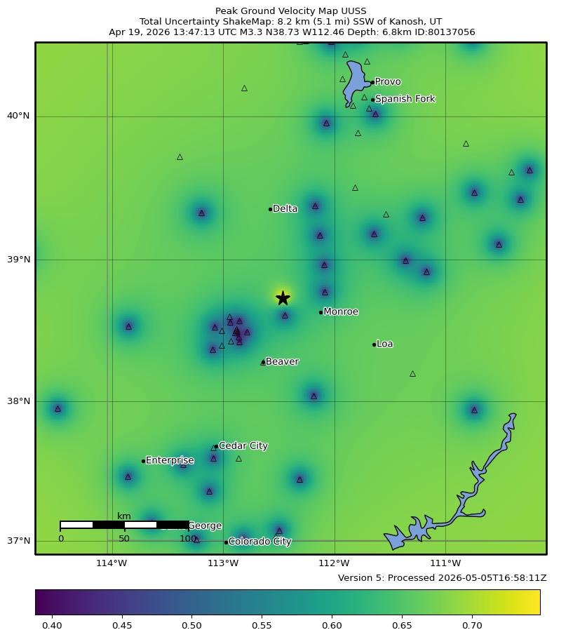 Kgv Map Rpah PGV Total Uncertainty Map Map of PGV Total uncertainty.