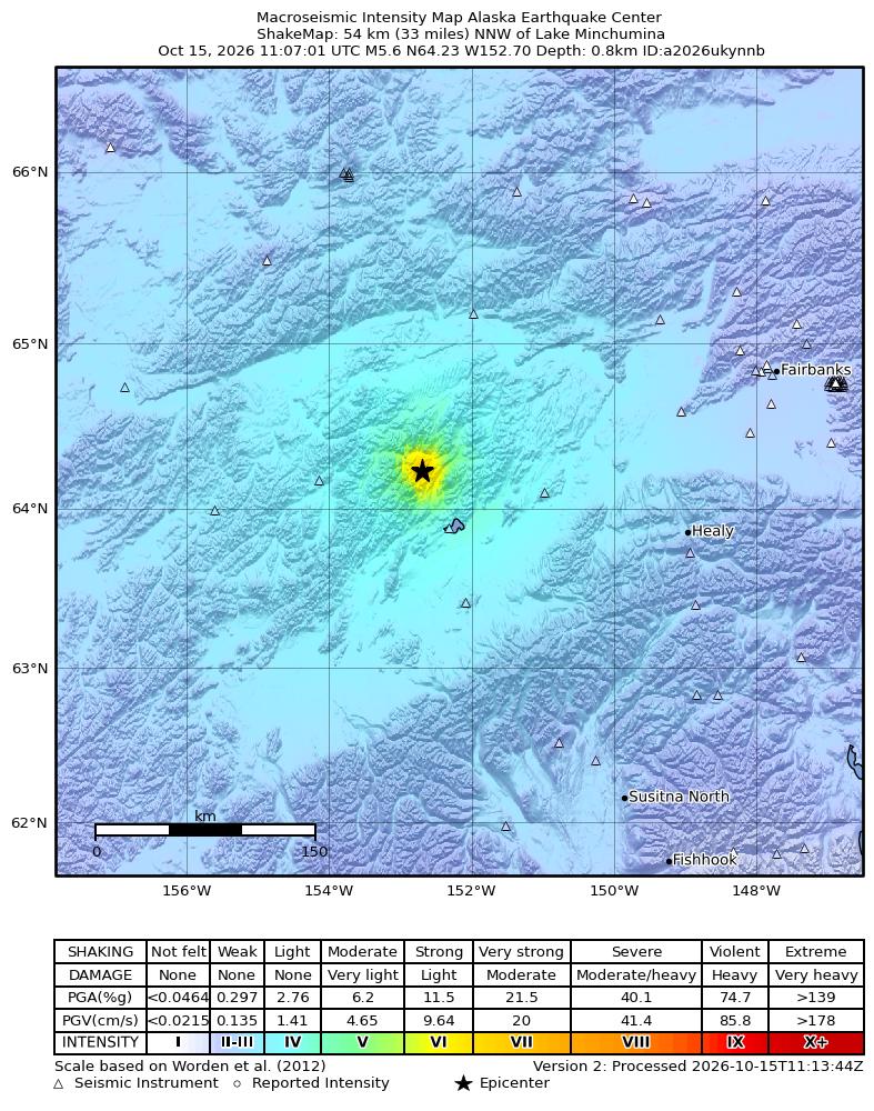 USGS shaking intensity map for this earthquake
