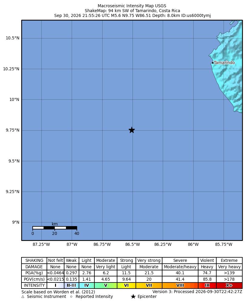 USGS shaking intensity map for this earthquake