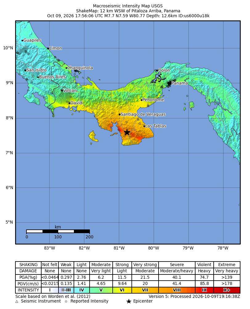 USGS shaking intensity map for this earthquake