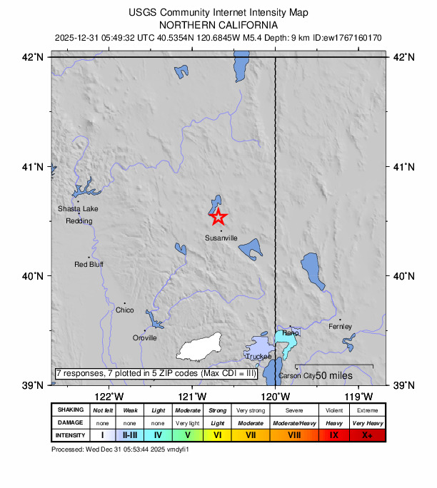 M5.3 Earthquake Near CA